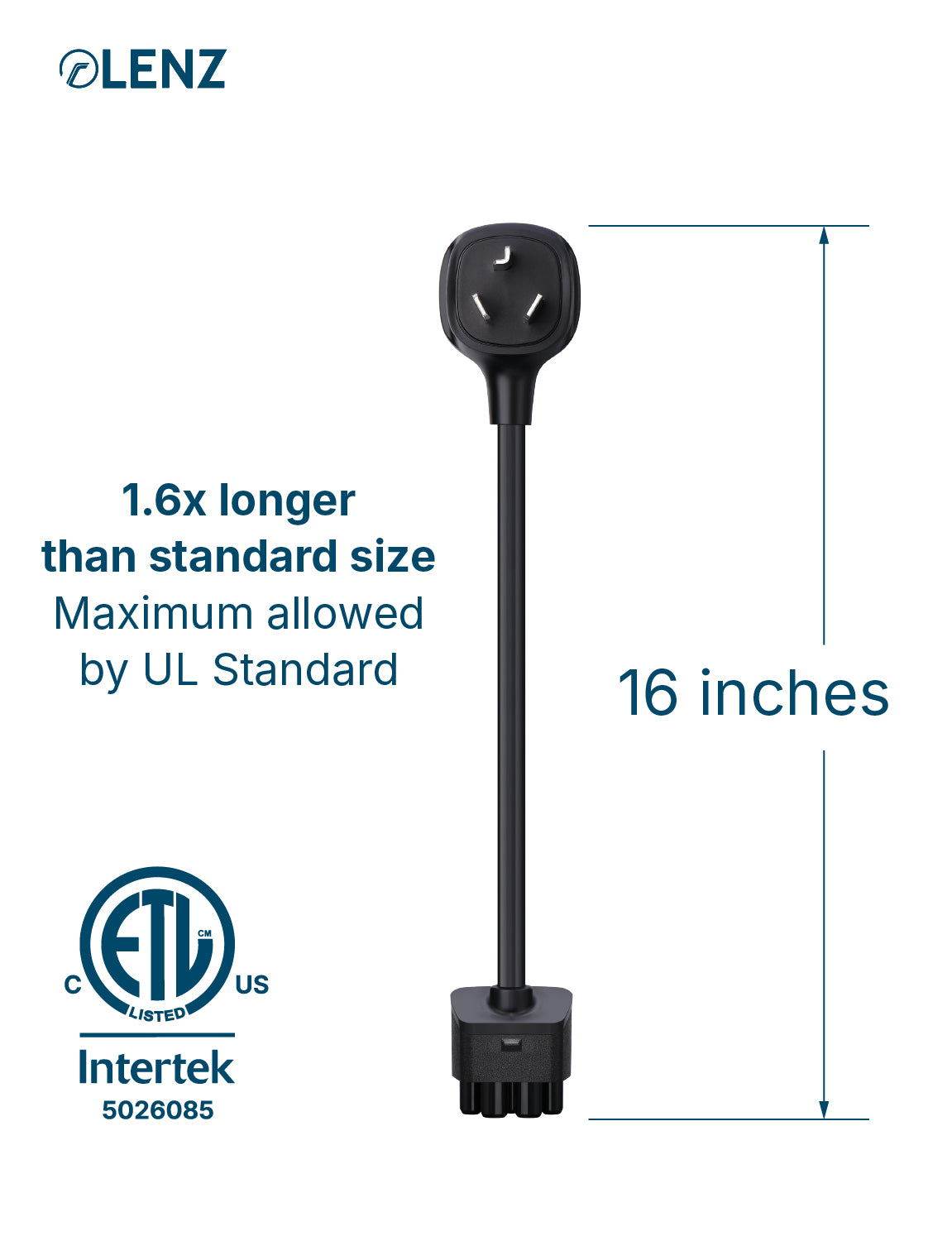 NEMA 10-30 Adapter Compatible with Tesla Gen 2 and Gen 3 Mobile Chargers Extended 16" Length