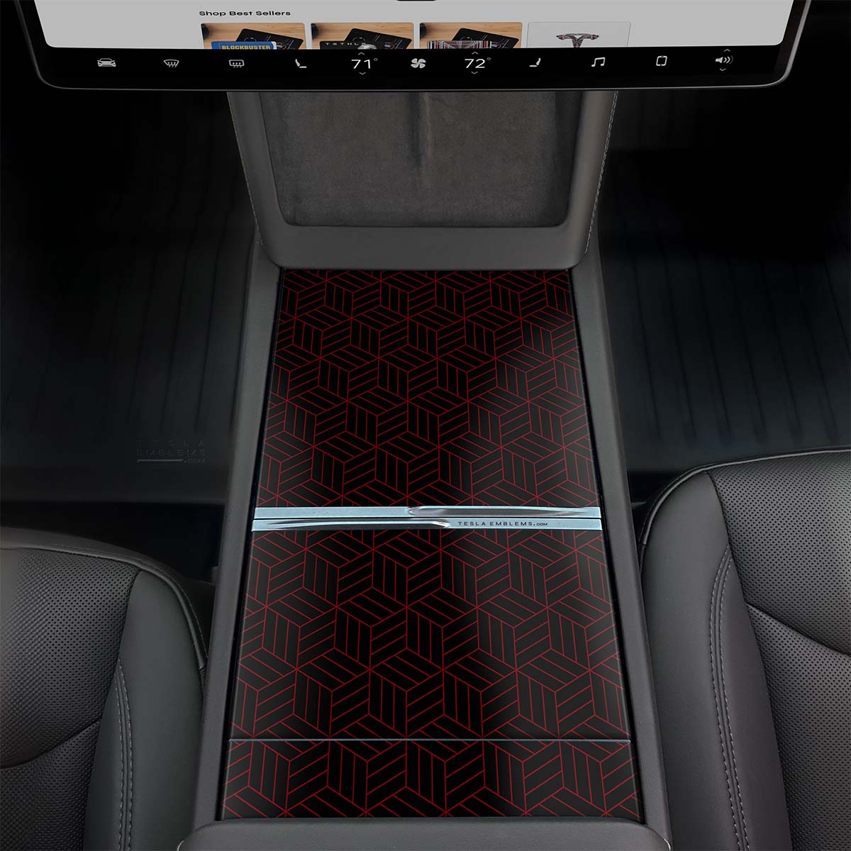 Isometric 3D Pattern | Tesla Center Console Wrap Kit | Model Y 2026
