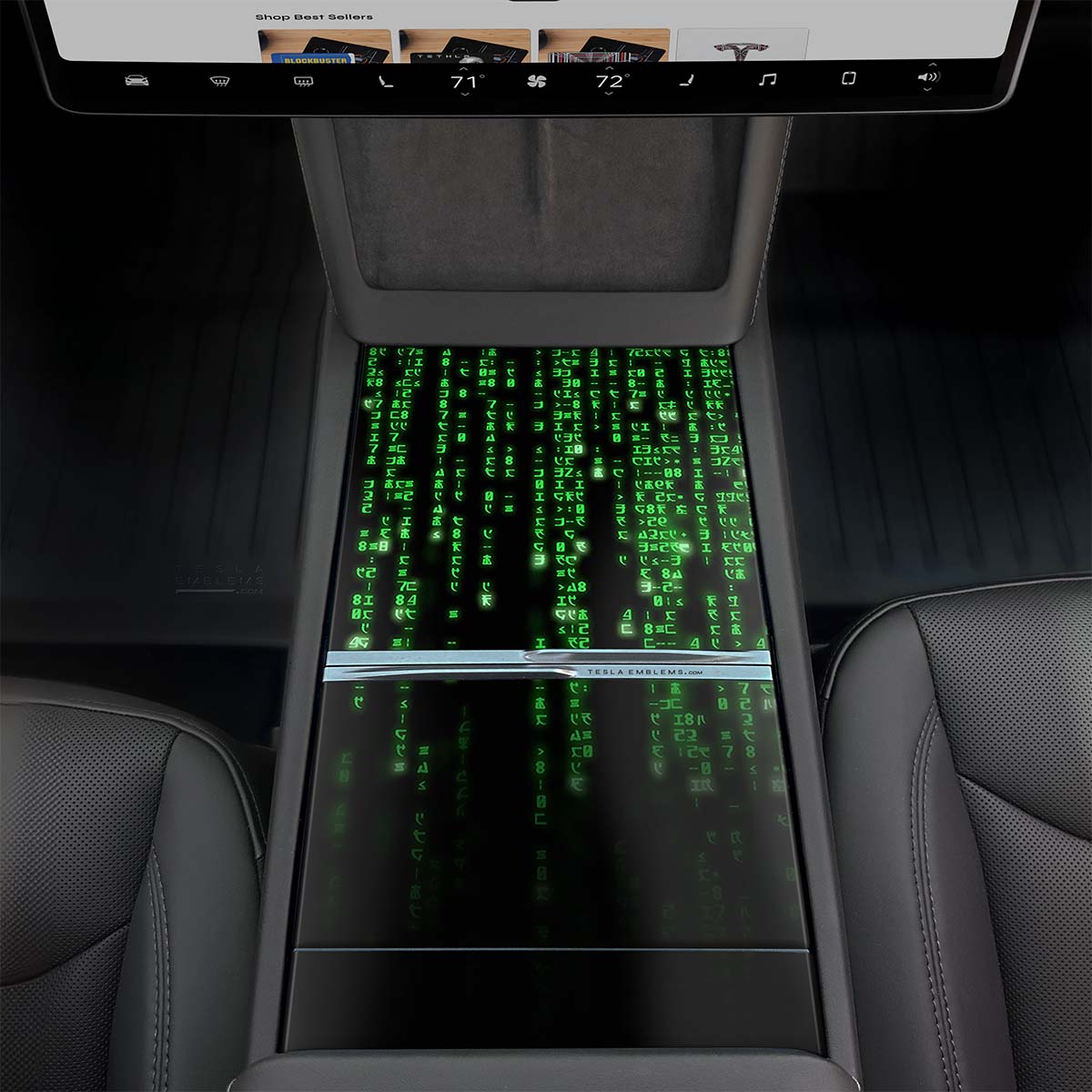 Digital Rain | Tesla Center Console Wrap Kit | Model Y 2026