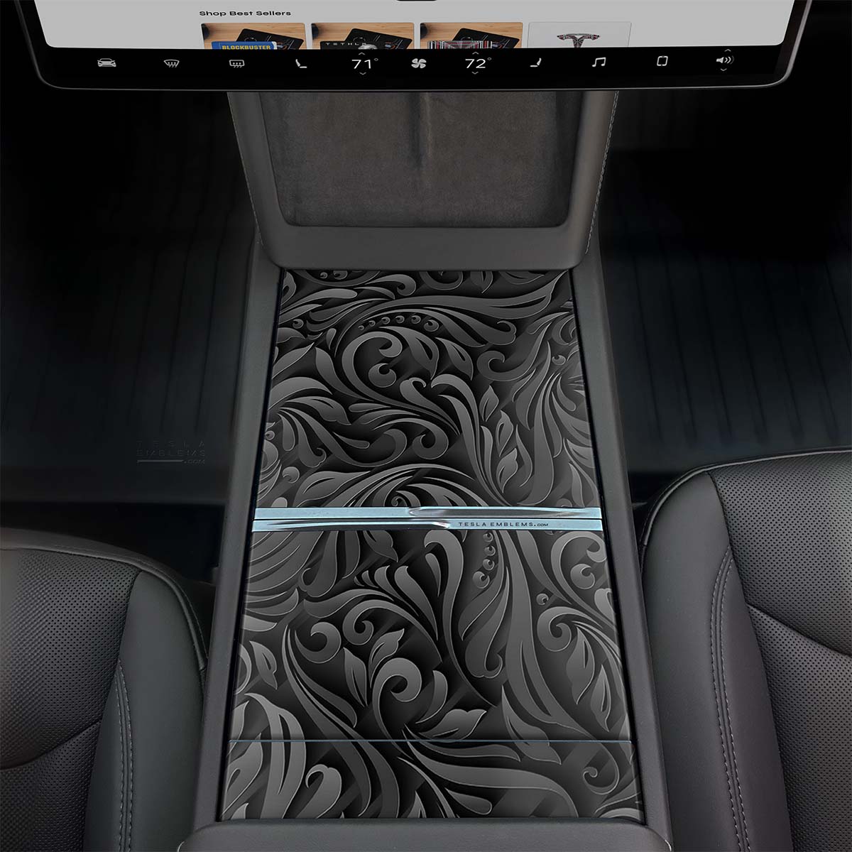 Nocturnal Petals | Tesla Center Console Wrap Kit | Model Y 2026