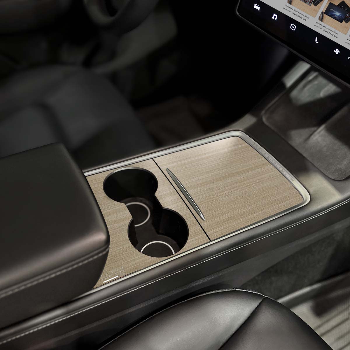 White Birch Woodgrain | Tesla Center Console Wrap Kit | Model Y '21-25