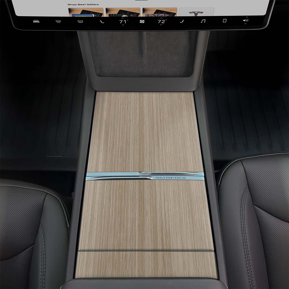White Birch Woodgrain | Tesla Center Console Wrap Kit | Model Y 2026