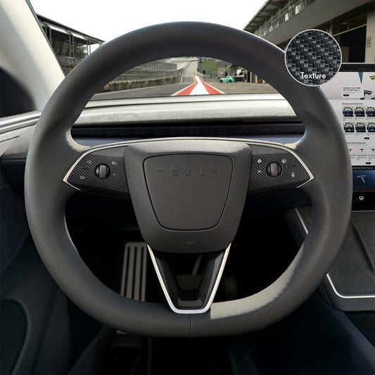 3M Carbon Fiber Tesla Steering Wheel Trim Decal Kit (3pcs) | Model 3