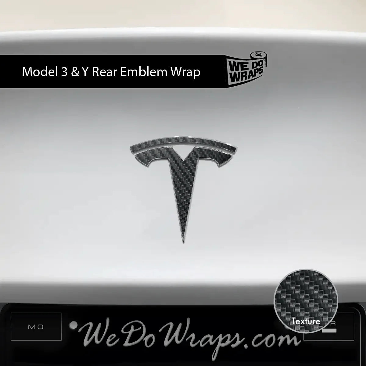 3M Carbon Fiber Tesla Emblem Decals (Front + Back) | Model Y