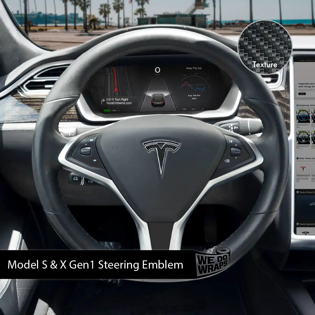 3M Carbon Fiber Tesla Steering Wheel Wrap | Model X