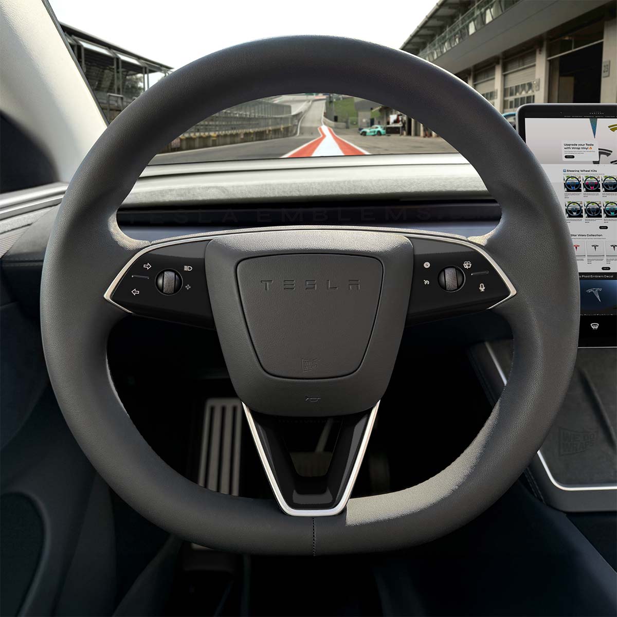 3M Gloss Black Tesla Steering Wheel Decals (3pcs) | Model 3