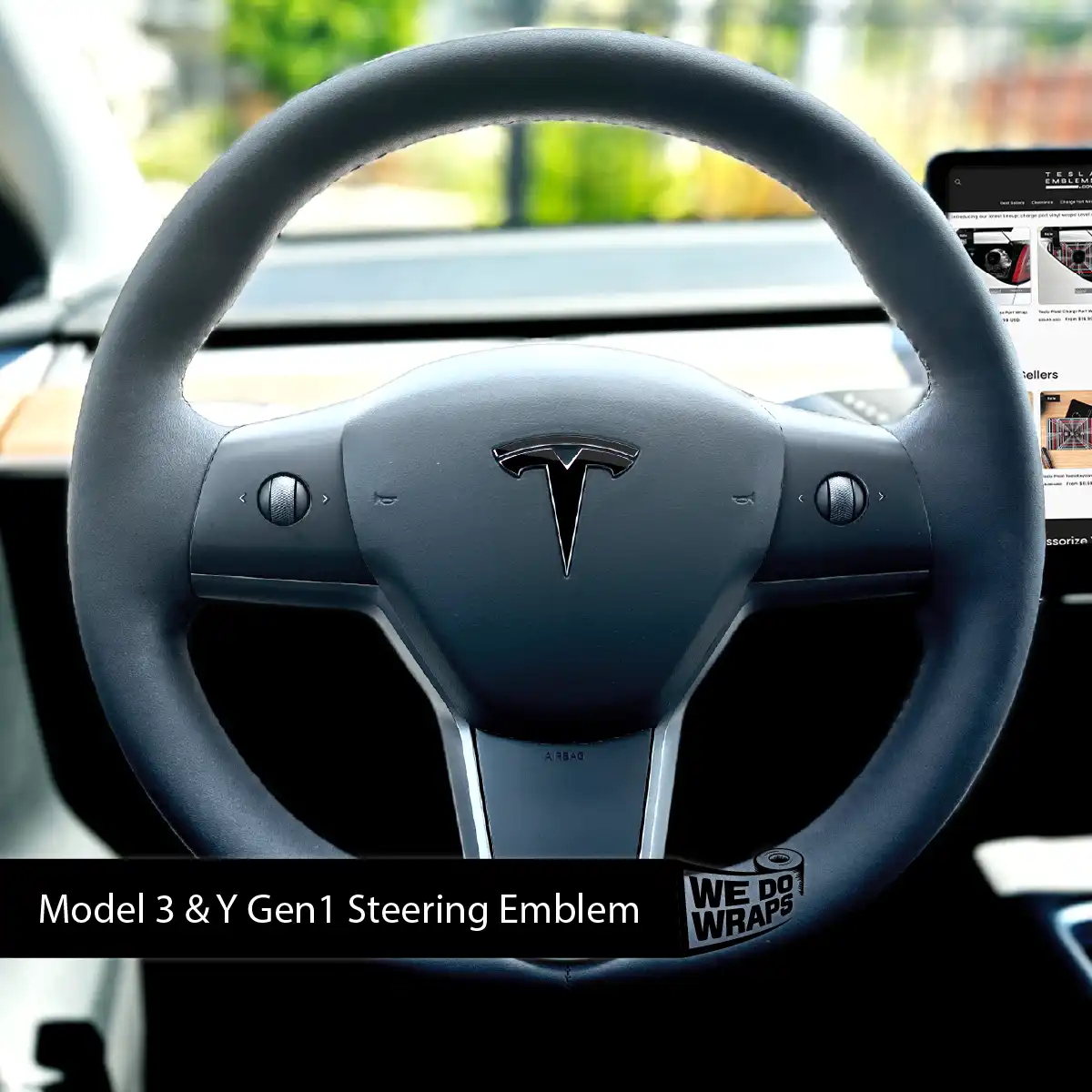3M Gloss Black Tesla Steering Wheel Wrap | MY 2019-'25