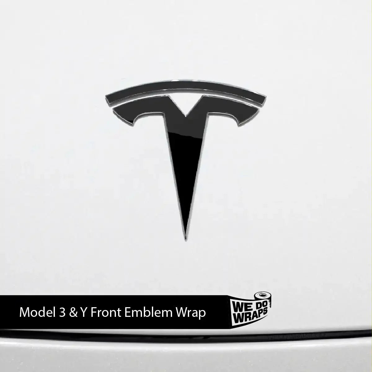 3M Gloss Black Tesla Emblem Decals (Front + Back) | Model 3