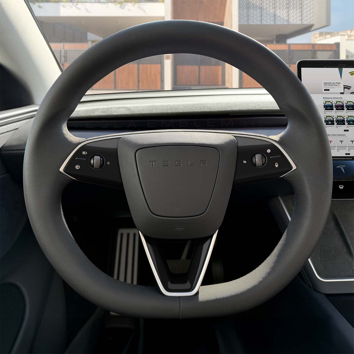 3M Gloss Black Tesla Steering Wheel Decals (3pcs) | Model 3