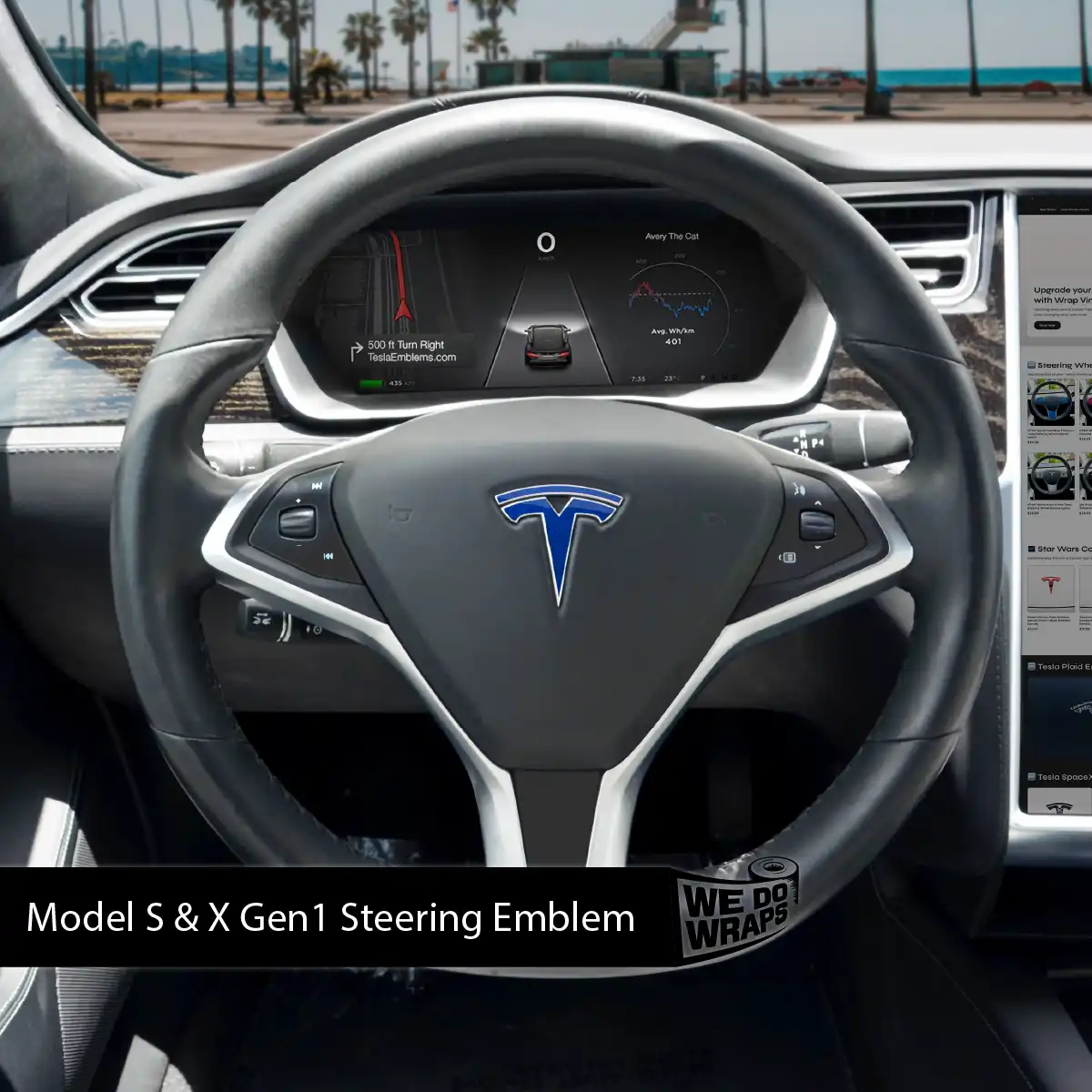 3M Deep Blue Metallic Tesla Steering Wheel Wrap | Model X