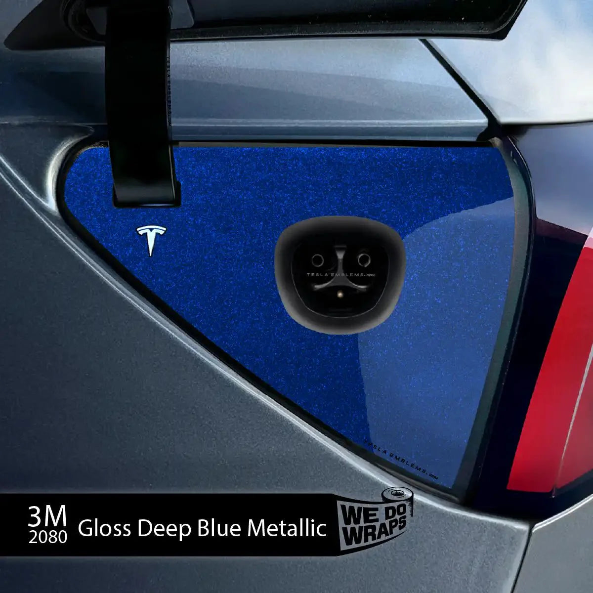 3M Deep Blue Metallic Tesla Charge Port Wrap | Model 3