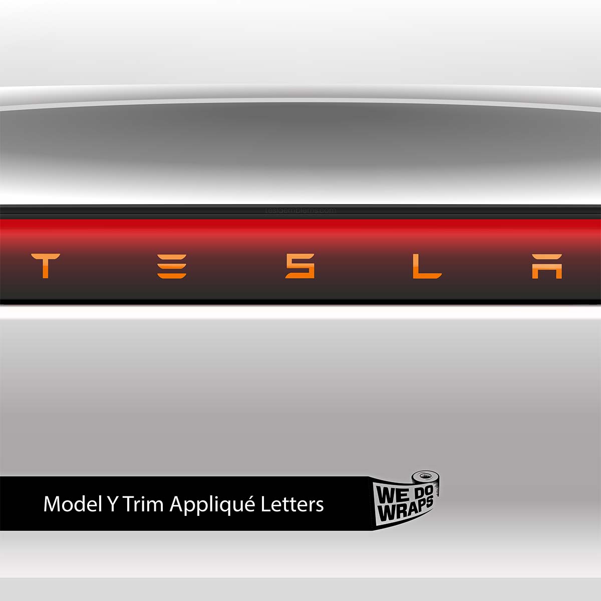 3M Gloss Deep Orange Tesla Emblem Decals (Front + Back) | Model Y