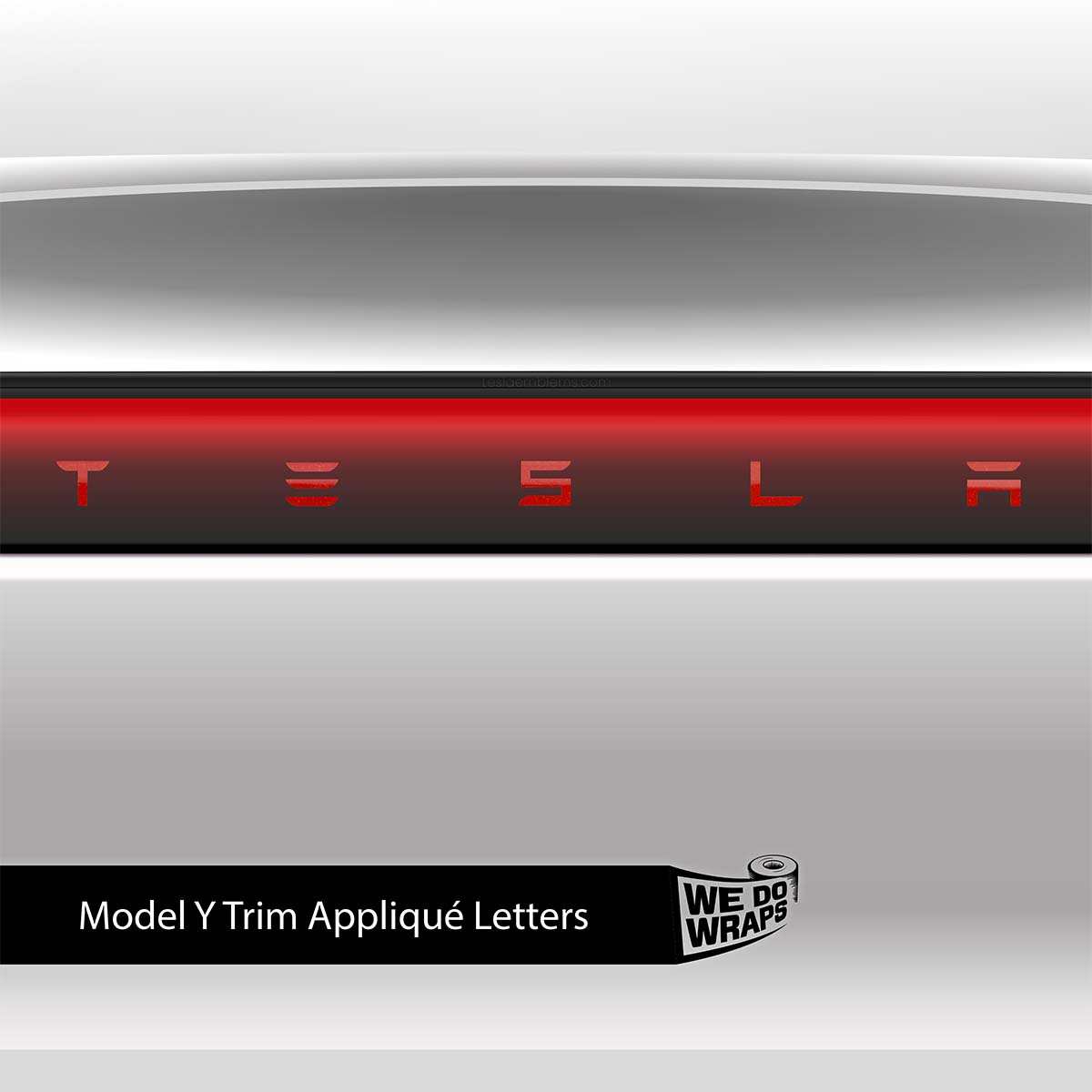 3M Gloss Dragon Fire Red Tesla Emblem Decals (Front + Back) | Model Y