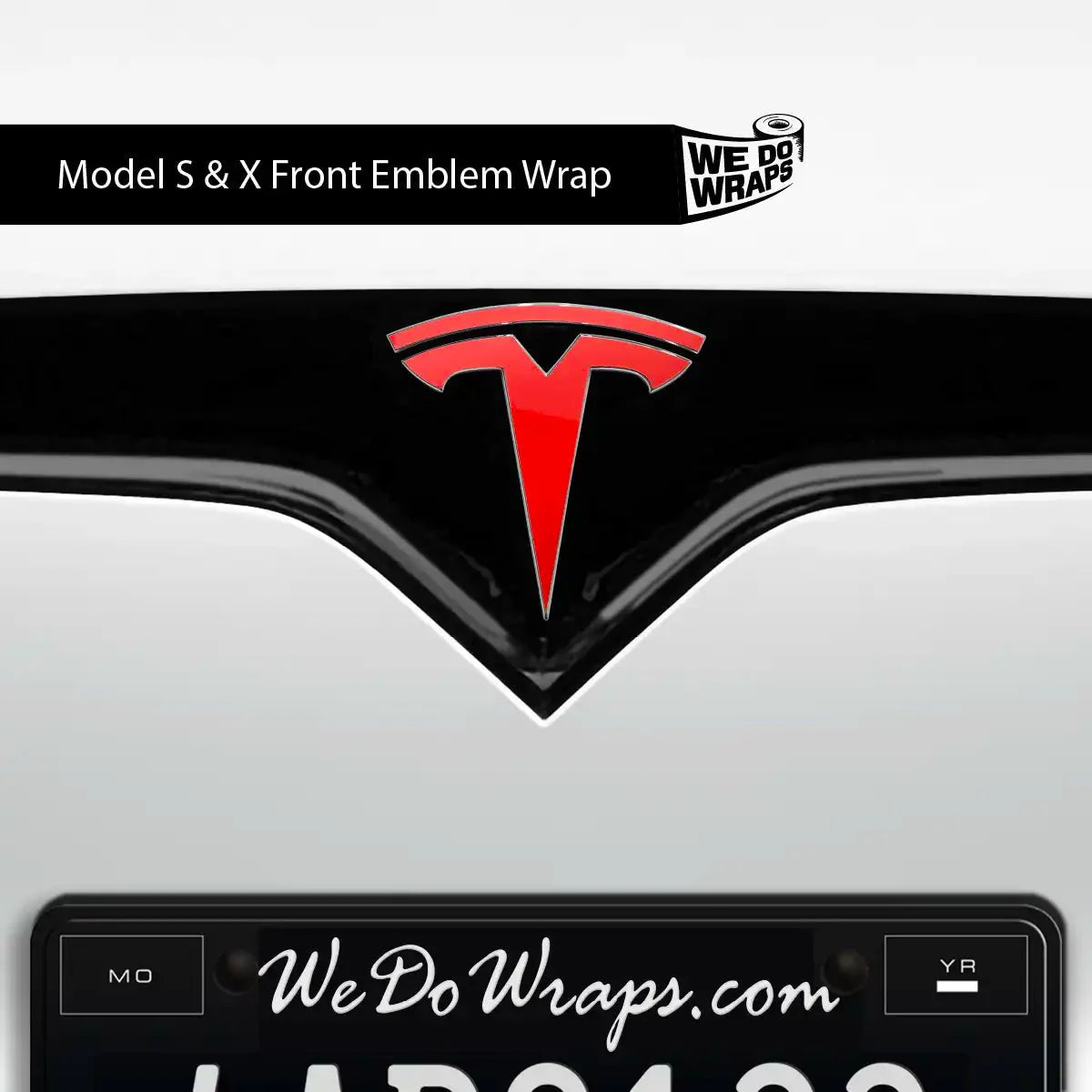 3M Gloss Hot Rod Red Tesla Emblem Decals (Front + Back) | Model X