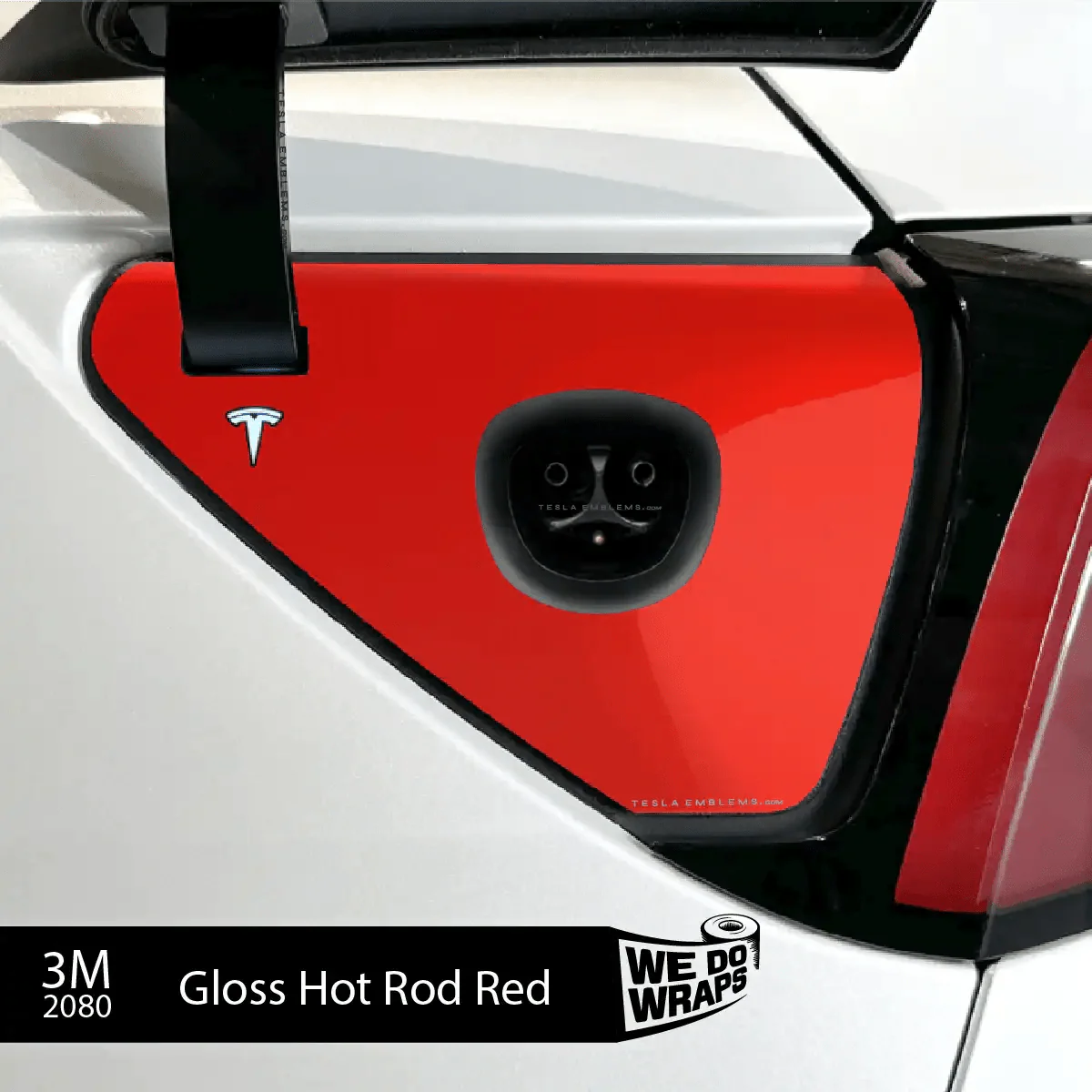 3M Gloss Hot Rod Red Tesla Charge Port Wrap | Model 3