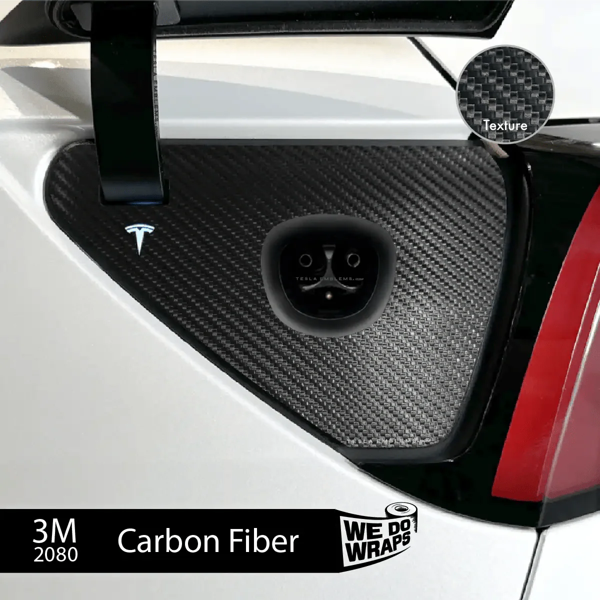 3M Carbon Fiber Tesla Charge Port Wrap | Model Y