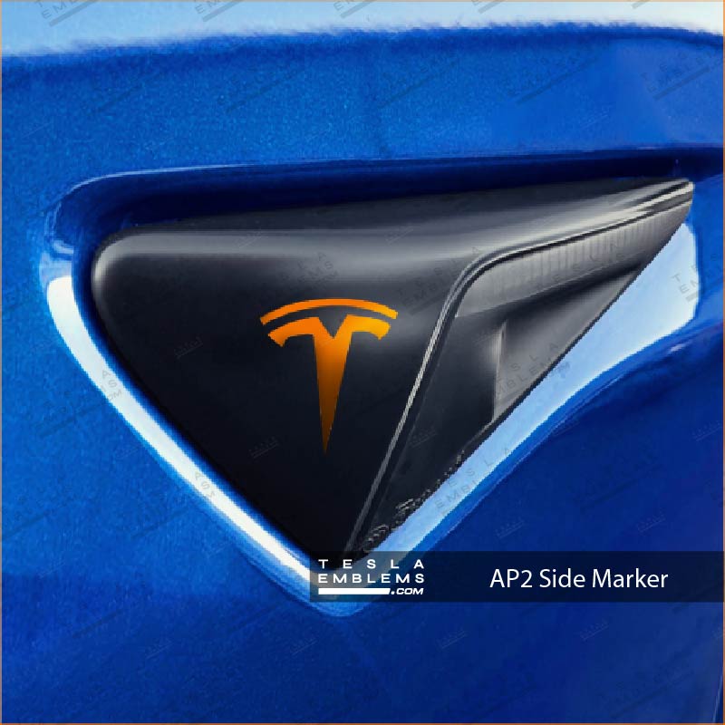 3M Gloss Deep Orange Tesla Autopilot Camera Side Marker Decals (2pcs)