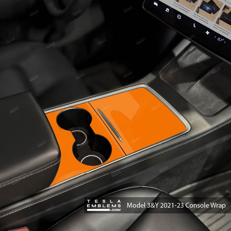 3M Gloss Deep Orange | Tesla Center Console Wrap Kit | Model 3 '21-24