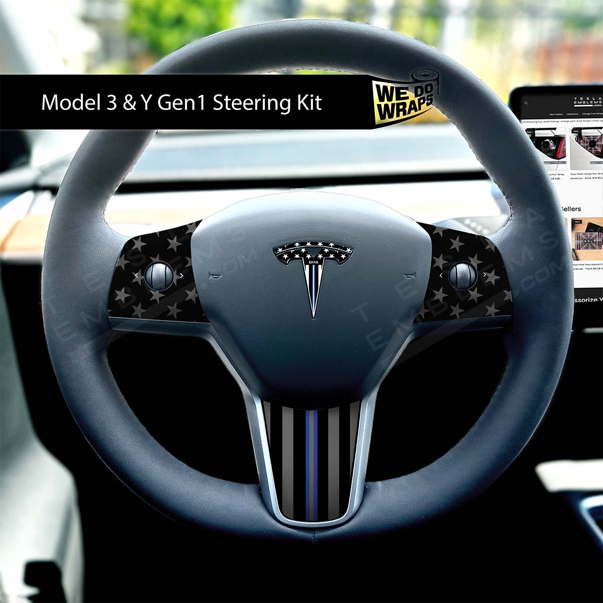 First Responders EMS Tesla Steering Wheel Wrap | MY 2019-'25