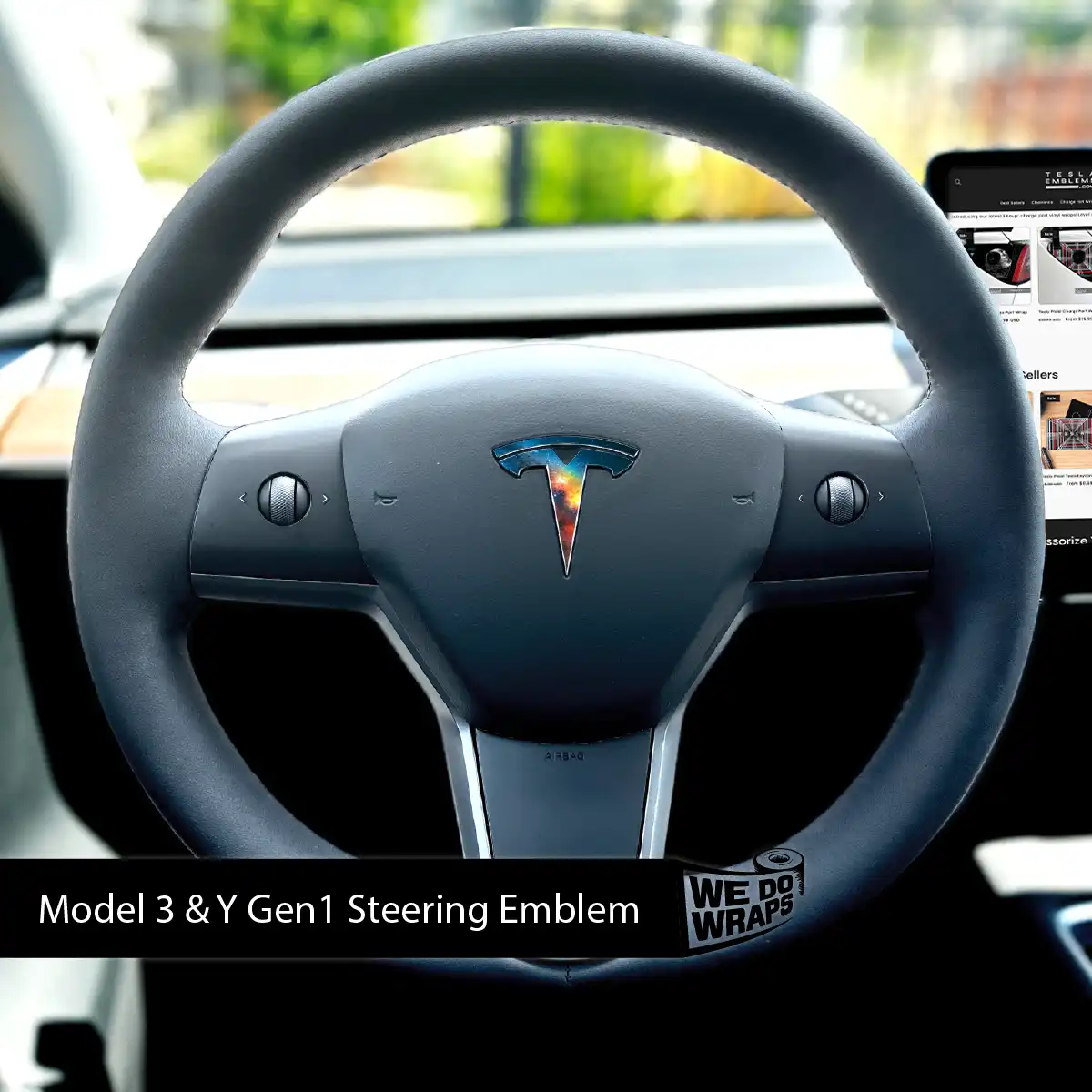 Galaxy Tesla Steering Wheel Emblem Decal | Model Y