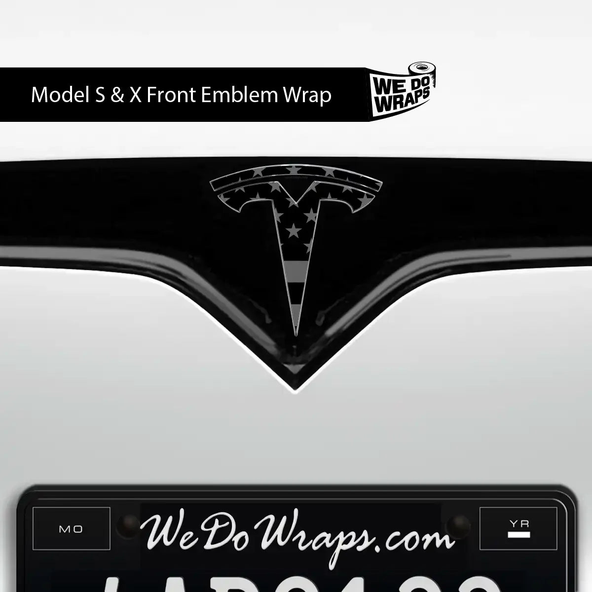 Ghost Black Patriot Flag Tesla Emblem Decals (Front + Back) | Model S