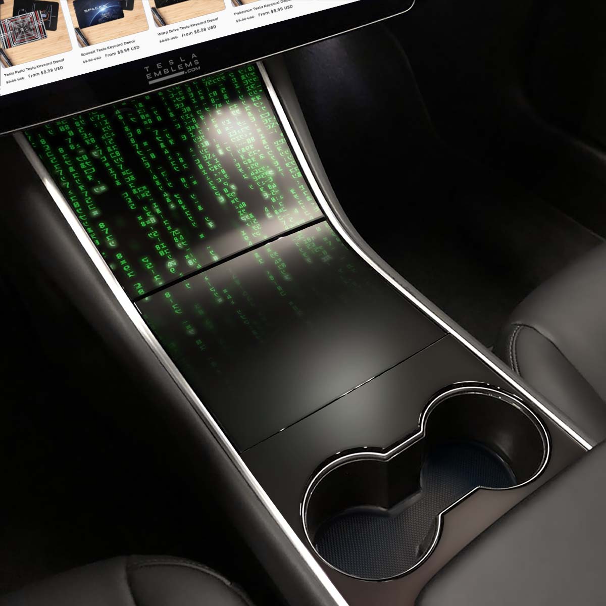 Digital Rain | Tesla Center Console Wrap Kit | Model Y ’19-20