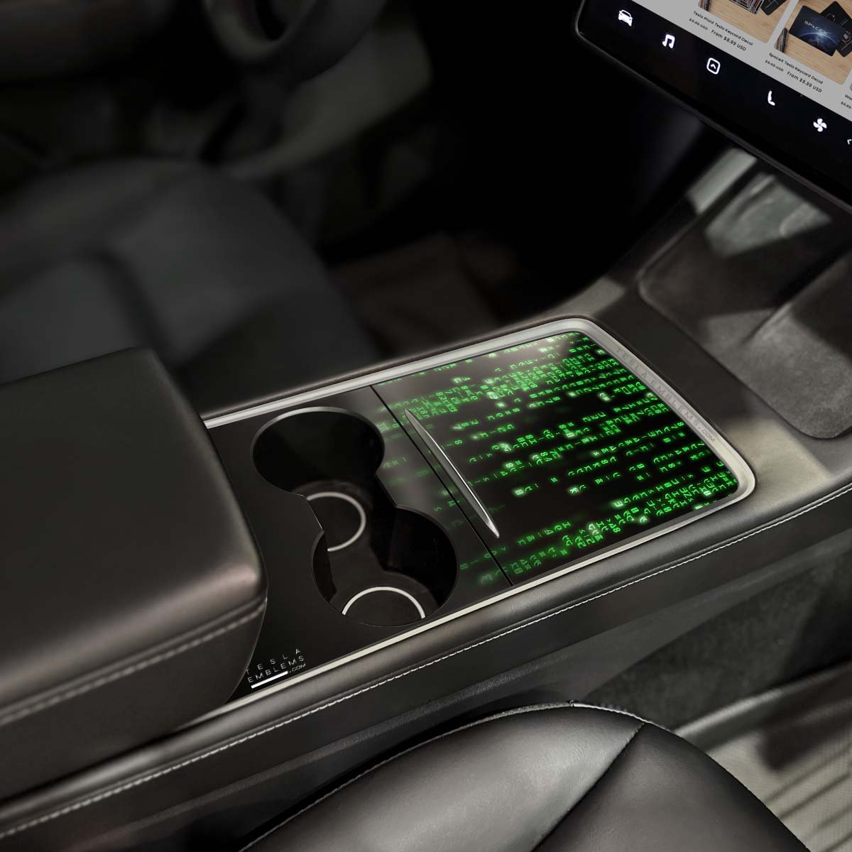 Digital Rain | Tesla Center Console Wrap Kit | Model Y '21-25