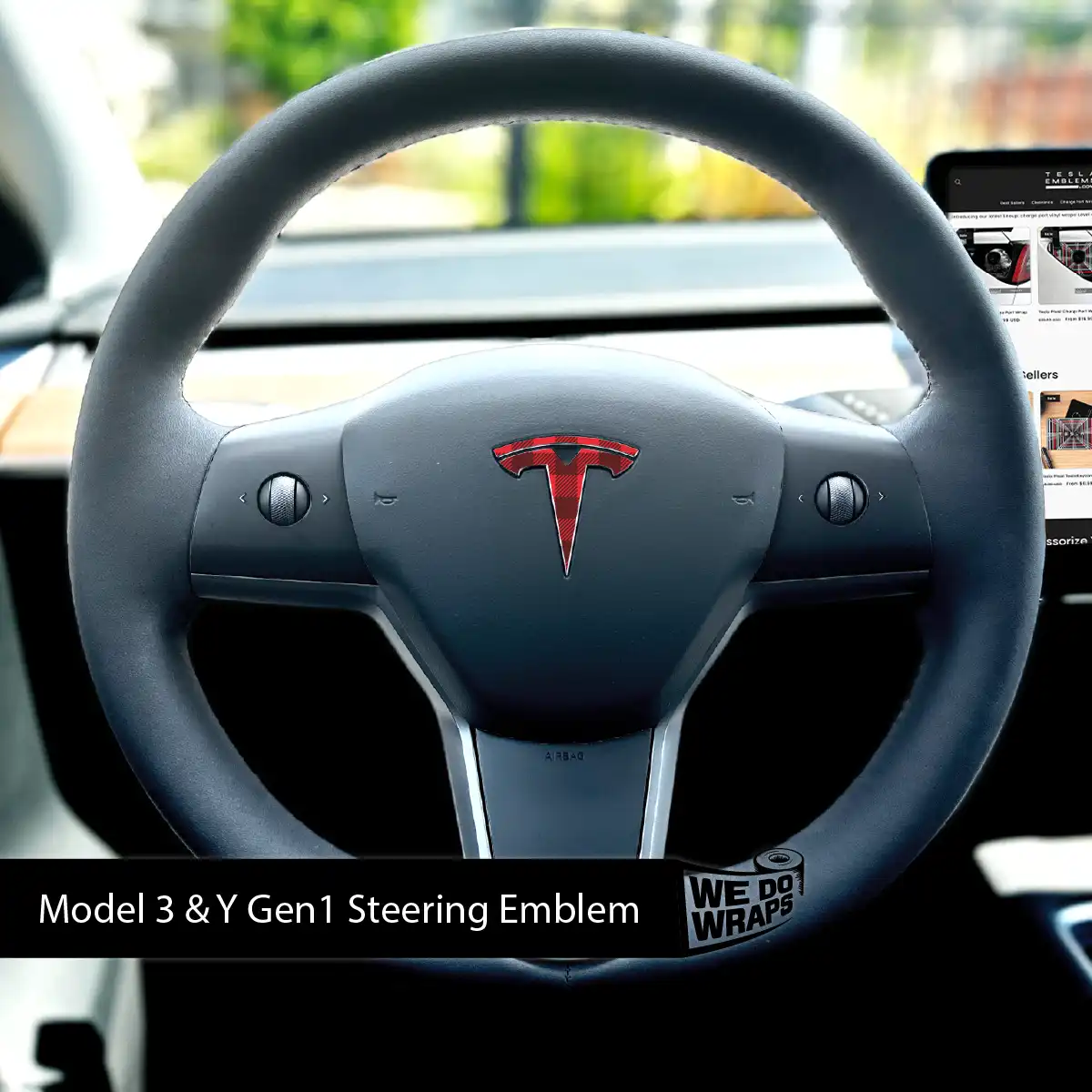 Buffalo Plaid Tesla Steering Wheel Wrap | MY 2019-'25