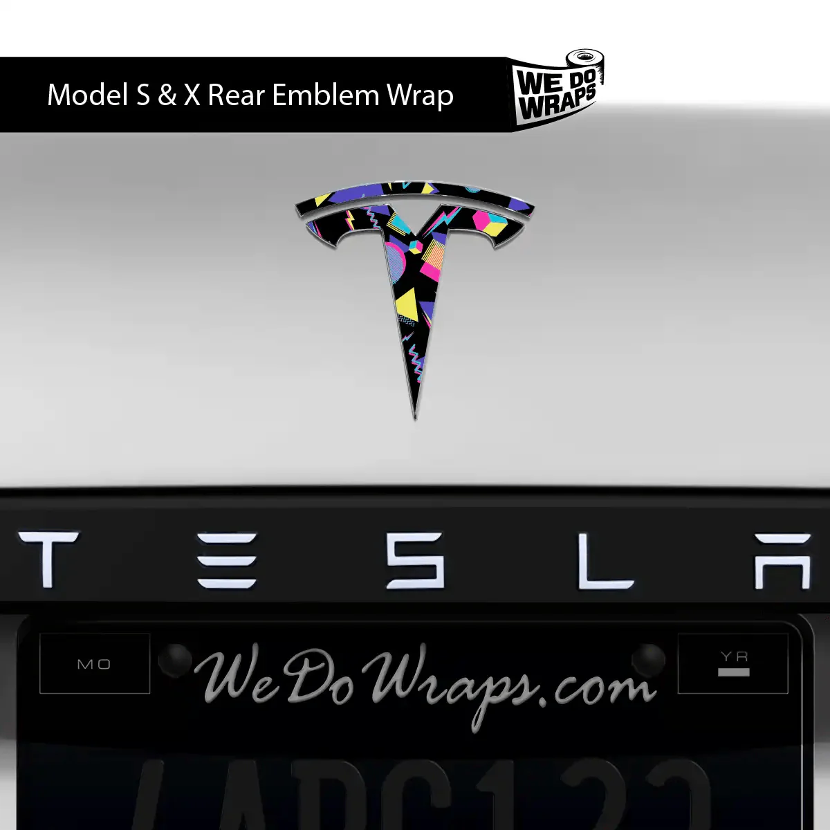 Rad 80's Tesla Emblem Decals (Front + Back) | Model S