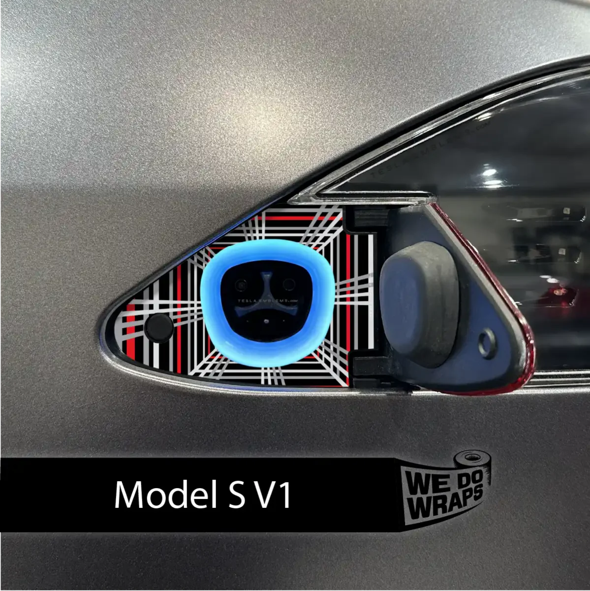 Plaid Performance Mode Tesla Charge Port Wrap | Model S