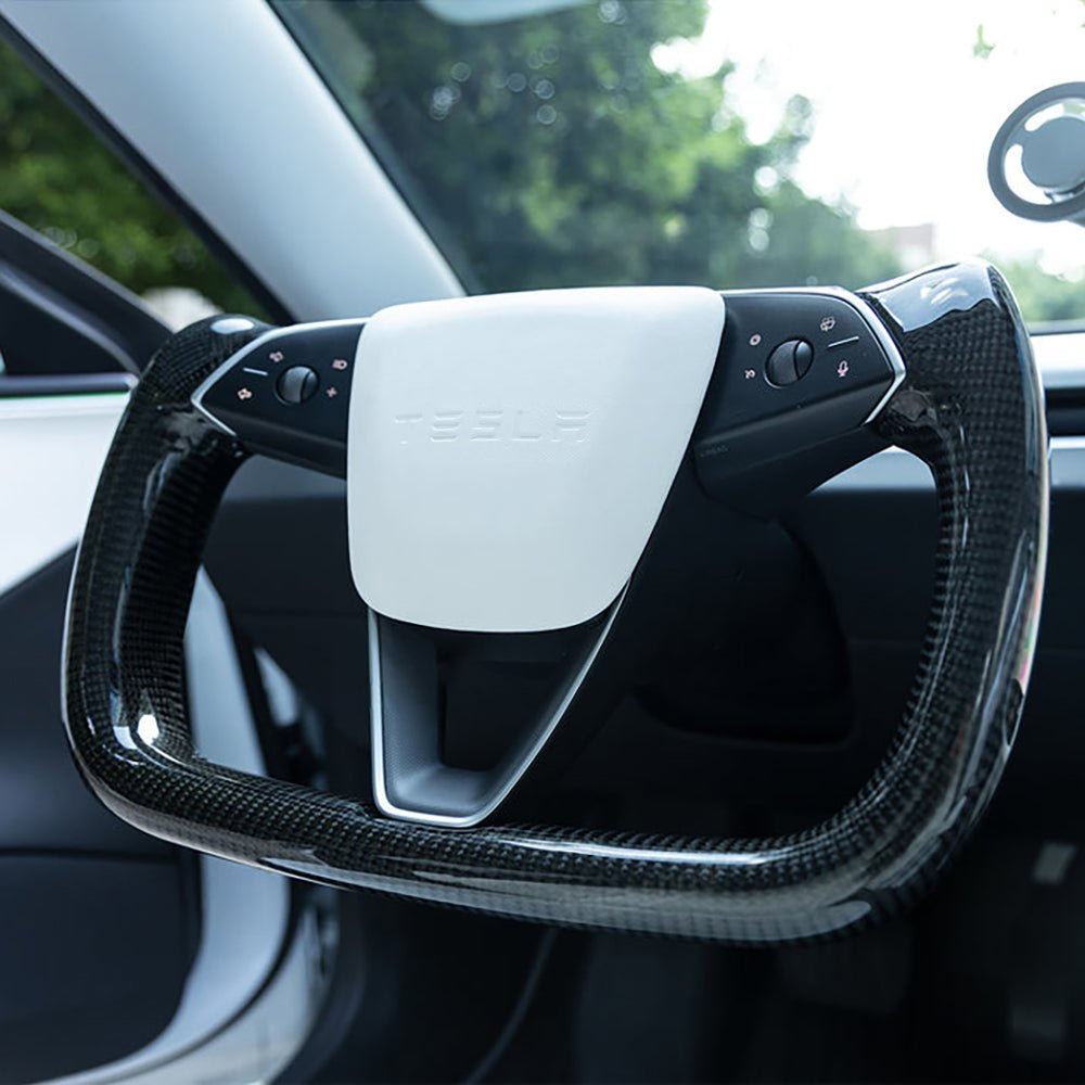 TESERY Full Carbon Fiber Yoke Steering Wheel for Model 3 Highland & Model Y Juniper